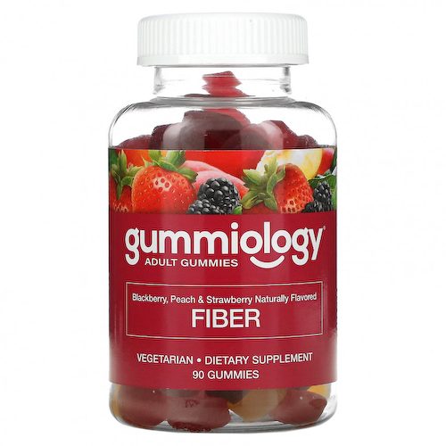 Gummiology, жевательная клетчатка, со вкусом натурального персика, клубники и ежевики, 90 жевательных таблеток #1