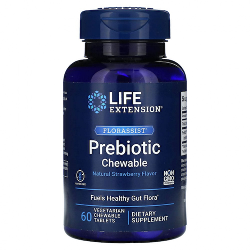 Life Extension, FLORASSIST Prebiotic Chewable, с натуральным клубничным вкусом, 60 жевательных таблеток #1