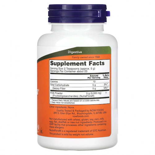 NOW Foods, NutraFlora, ФОС (фруктоолигосахарид), чистый порошок, 113 г (4 унции) #1