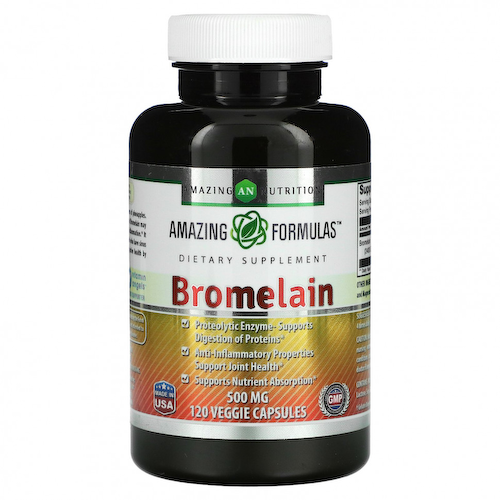 Amazing Nutrition, бромелаин, 500 мг, 120 растительных капсул #1