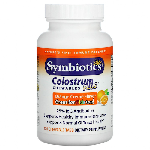 Symbiotics, Colostrum Plus, апельсиновый крем, 120 жевательных таблеток #1