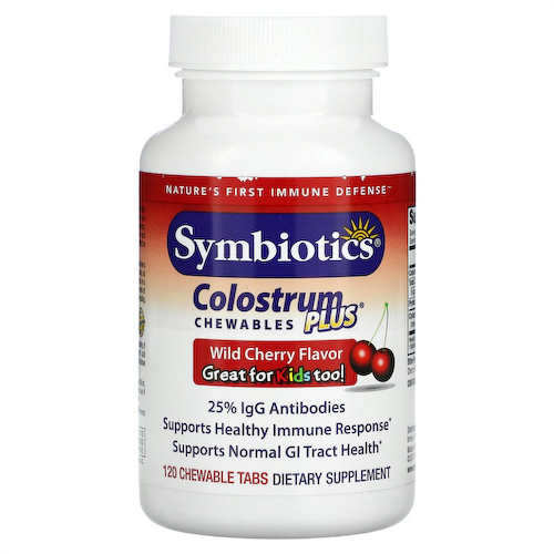 Symbiotics, Colostrum Plus, молозиво,со вкусом вишни, 120 жевательных таблеток #1