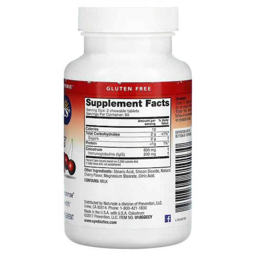 Symbiotics, Colostrum Plus, молозиво,со вкусом вишни, 120 жевательных таблеток #1