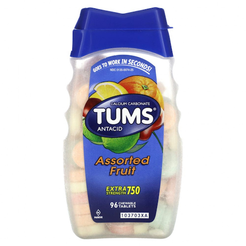 Tums, Антацид, дополнительная сила действия, фруктовое ассорти, 96 жевательных таблеток #1