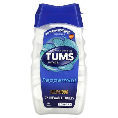 Tums, Карбонат кальция и антацид, перечная мята, 1000 мг, 72 жевательные таблетки #1