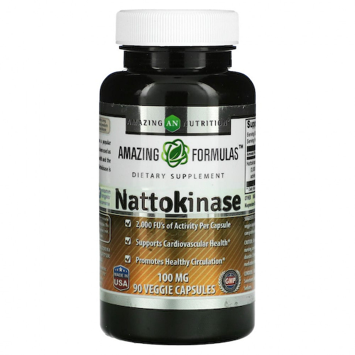 Amazing Nutrition, Наттокиназа, 100 мг, 90 растительных капсул #1