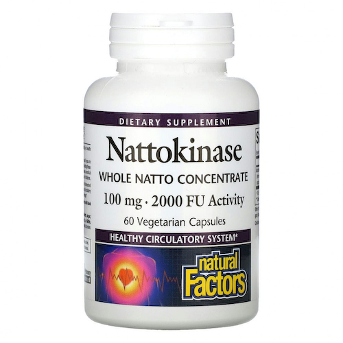 Natural Factors, Наттокиназа, 100 мг, 60 вегетарианских капсул #1