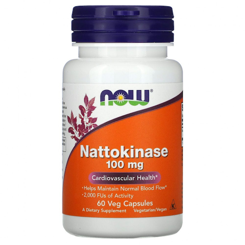 NOW Foods, наттокиназа, 100 мг, 60 вегетарианских капсул #1