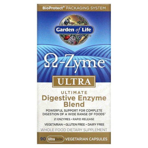Garden of Life, O-Zyme ультра, наилучший комплекс пищеварительных ферментов, 90 растительных капсул #1