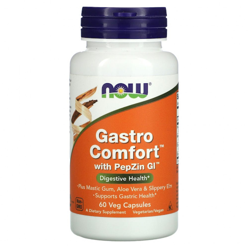 NOW Foods, Gastro Comfort с PepZin GI, 60 растительных капсул #1