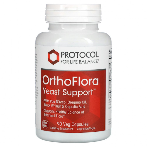Protocol for Life Balance, OrthoFlora Yeast Support, поддержка здоровой кишечной флоры, 90 вегетарианских капсул #1