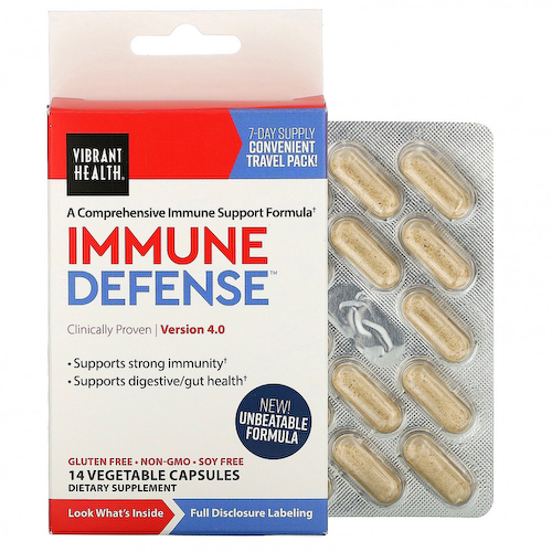 Vibrant Health, Immune Defense, Travel Pack, 14 растительных капсул #1
