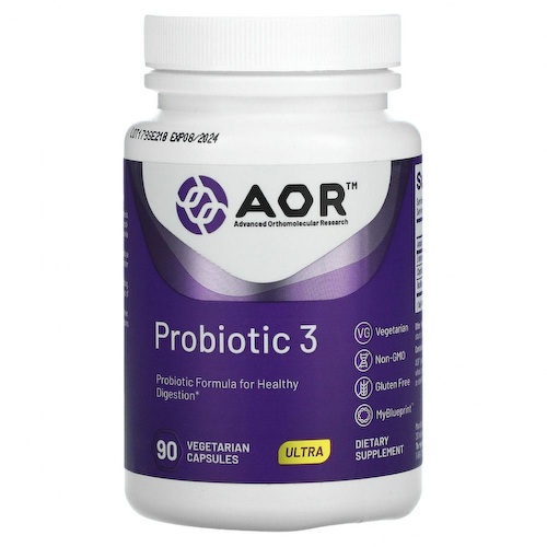 Advanced Orthomolecular Research AOR, Probiotic 3, 90 растительных капсул #1