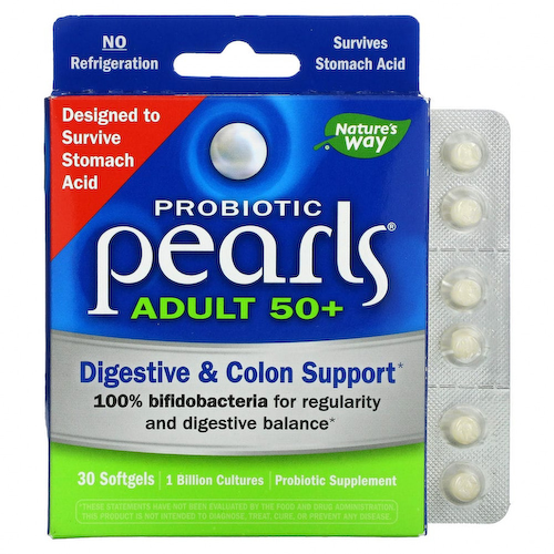 Enzymatic Therapy, Пробиотик Pearls для взрослых 50+, 30 капсул #1