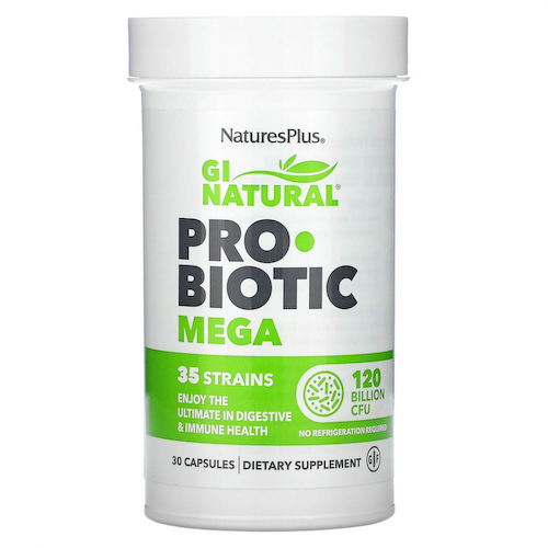 NaturesPlus, GI Natural Probiotic Mega, пробиотики, 120 млрд КОЕ, 30 капсул #1