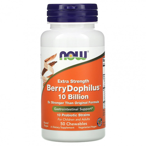 NOW Foods, повышенная сила действия, Dophilus со вкусом ягод, 50 жевательных таблеток #1