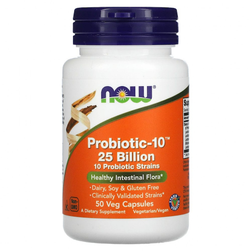 NOW Foods, Probiotic-10, 25 млрд, 50 вегетарианских капсул #1