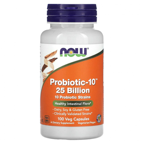 NOW Foods, Probiotic-10, 25 млрд, 100 вегетарианских капсул #1
