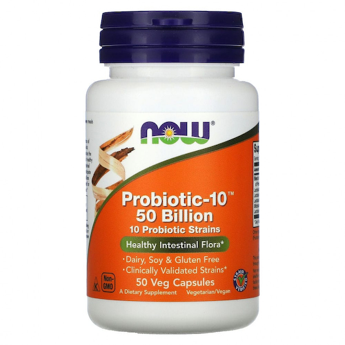 NOW Foods, Probiotic-10, 50 млрд, 50 вегетарианских капсул #1