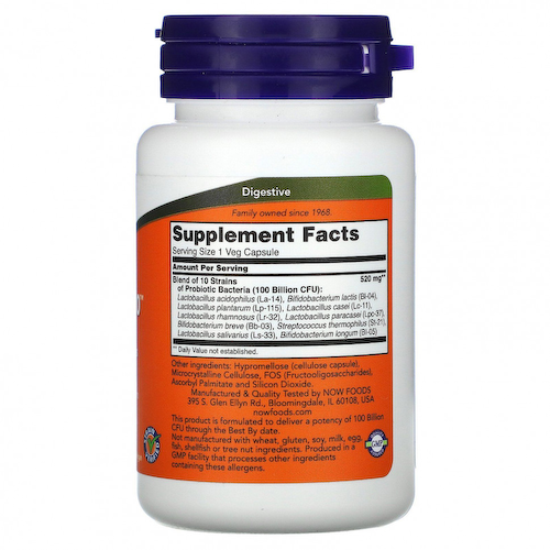 NOW Foods, Probiotic-10, восстановление, 100 млрд., 30 вегетарианских капсул #1