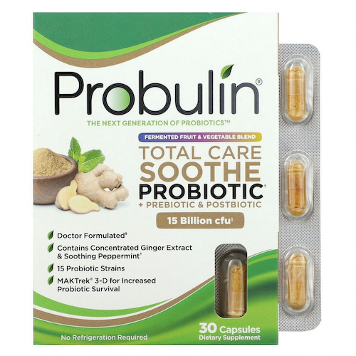 Probulin, Total Care Soothe пробиотик + пребиотик и постбиотик, 15 млрд КОЕ, 30 капсул #1