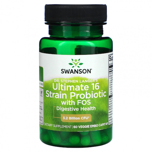 Swanson, Ultimate 16 Strain Probiotic, пробиотик из 16 штаммов с ФОС, 3,2 млрд КОЕ, 60 вегетарианских капсул EMBO Caps AP #1