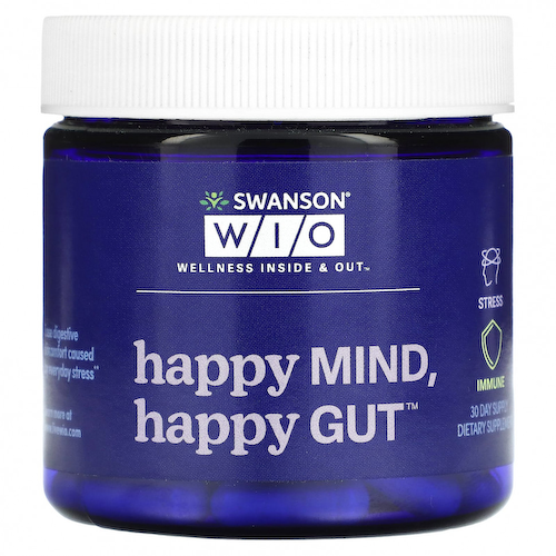 Swanson WIO, Happy Mind, Happy Gut, 30 вегетарианских капсул #1