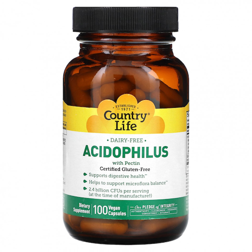 Country Life, Acidophilus с пектином, 100 веганских капсул #1