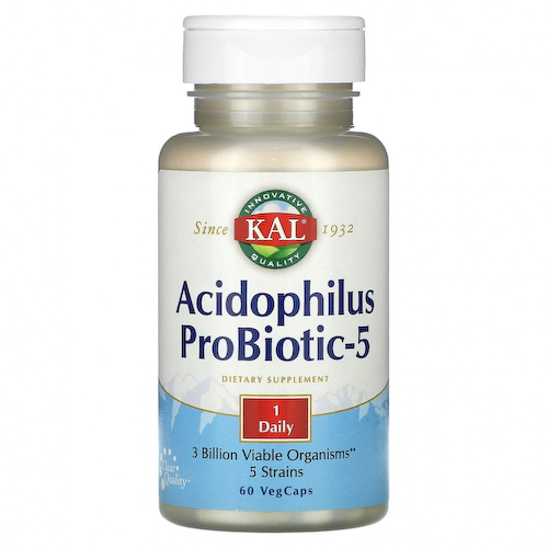 KAL, Acidophilus ProBiotic-5, 60 растительных капсул #1