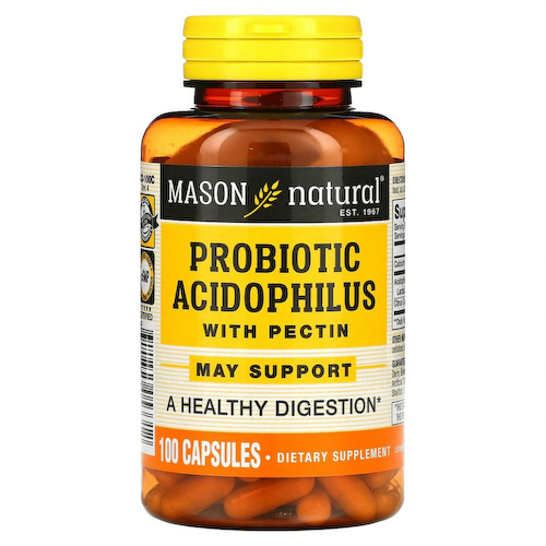 Mason Natural, пробиотик с ацидофильными лактобактериями Acidophilus с пектином, 100 капсул #1