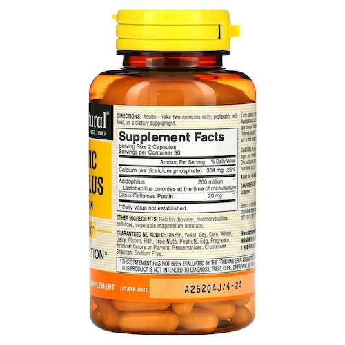 Mason Natural, пробиотик с ацидофильными лактобактериями Acidophilus с пектином, 100 капсул #1