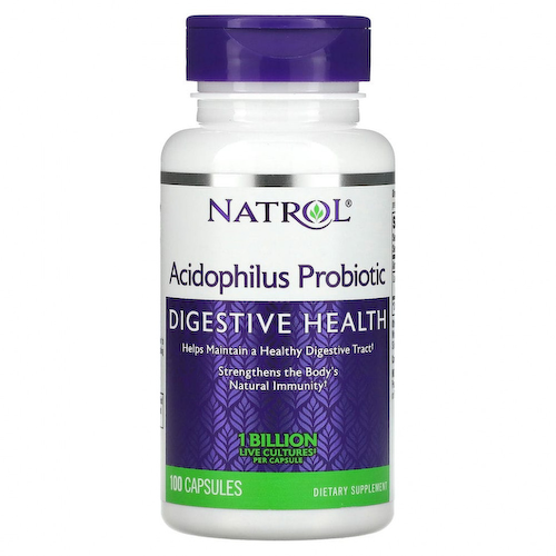 Natrol, пробиотик с ацидофильными бактериями, 1 млрд, 100 капсул #1
