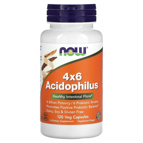 NOW Foods, 4x6 ацидофильные бактерии, 120 растительных капсул #1