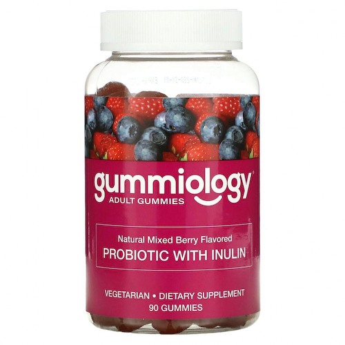 Gummiology, пробиотик с инулином в жевательных таблетках, со вкусом ягодного ассорти, 90 вегетарианских жевательных таблеток #1