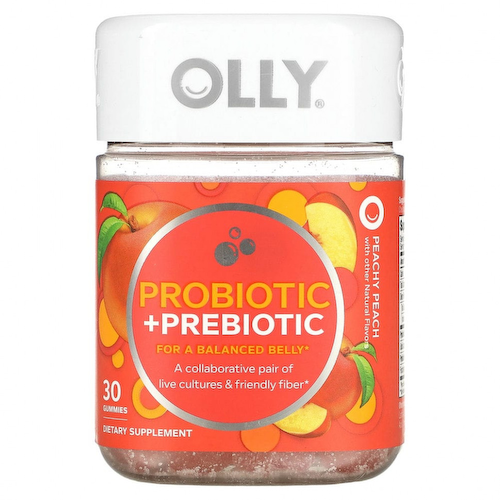 OLLY, Пробиотик и пребиотик, персиковый, 30 жевательных таблеток #1