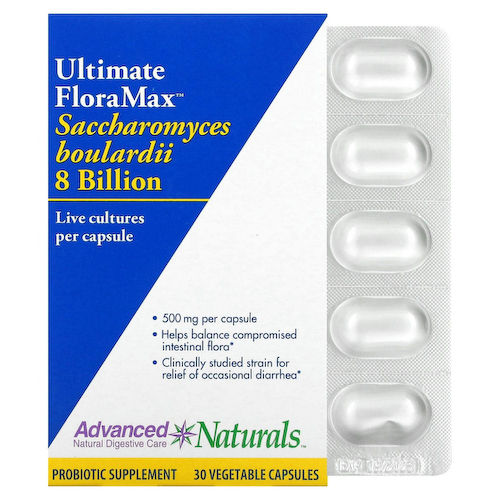 Advanced Naturals, Ultimate FloraMax, сахаромицеты Буларди, 8 миллиардов КОЕ, 30 растительных капсул #1