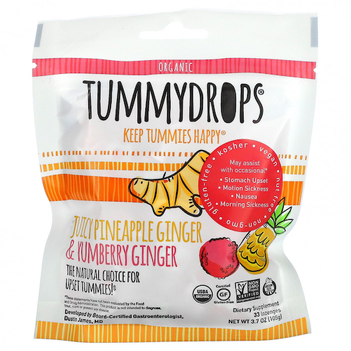 Tummydrops, Органический, сочный ананас, имбирь и юмберри, 33 пастилки, 105 г (3,7 унции) #1
