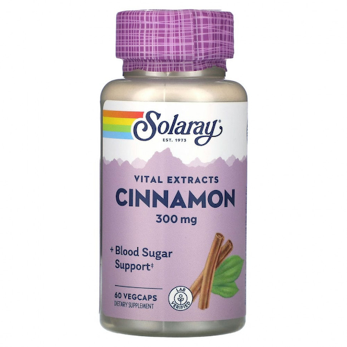 Solaray, Vital Extracts, корица, 300 мг, 60 растительных капсул #1