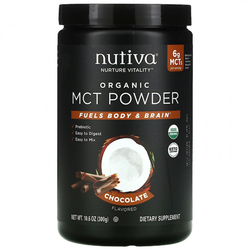Nutiva, Органические среднецепочечные триглицериды (MCT) в виде порошка, со вкусом шоколада, 300 г (10,6 унции) #1