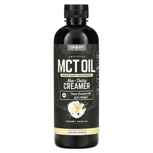 Onnit, Эмульгированное масло MCT, немолочные сливки, сливочная ваниль, 16 жидких унций (473 мл) #1