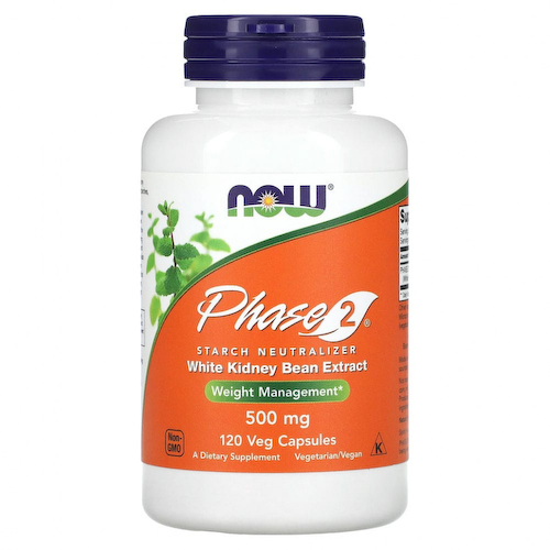 NOW Foods, Phase 2, нейтрализатор крахмала, 500 мг, 120 растительных капсул #1