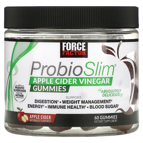 Force Factor, Probiotic жевательные таблетки для тонкости, яблочный уксус, 60 жевательных таблеток #1