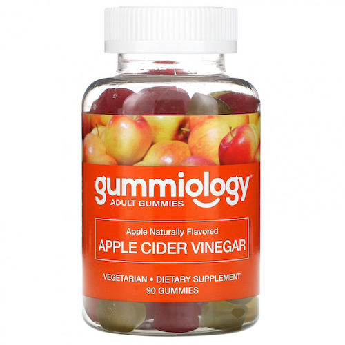 Gummiology, жевательные таблетки с яблочным уксусом, для взрослых, с натуральным яблочным вкусом, 90 вегетарианских жевательных таблеток #1