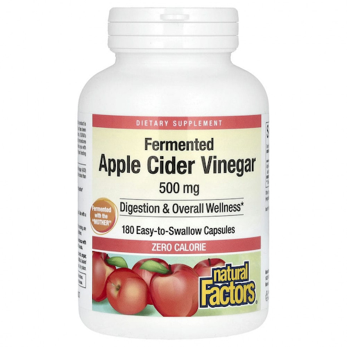 Natural Factors, яблочный уксус, 500 мг, 180 капсул #1