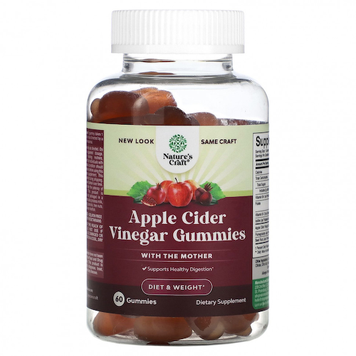 Natures Craft, Жевательные мармеладки с яблочным уксусом, с мамой, 60 жевательных таблеток #1