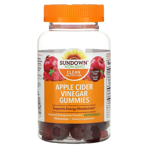 Sundown Naturals, яблочный уксус в жевательных таблетках, со вкусом малины и граната, 90 жевательных таблеток #1