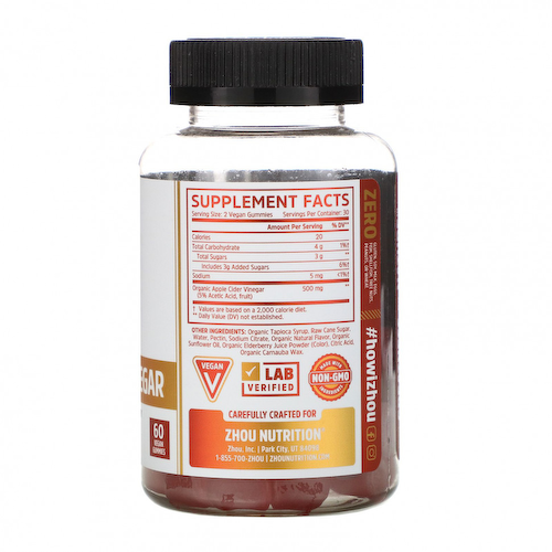 Zhou Nutrition, Яблочный уксус, урожай яблока, 60 веганских жевательных мармеладок #1