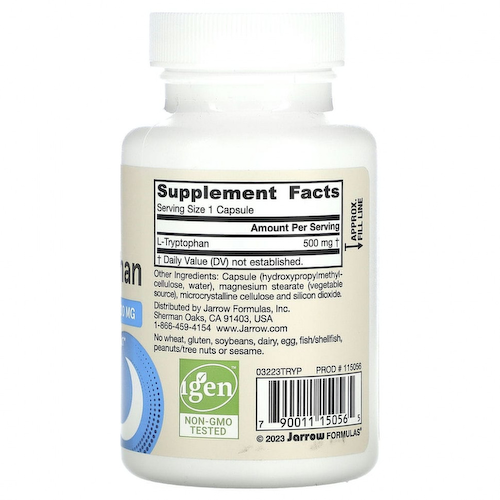 Jarrow Formulas, L-триптофан, 500 мг, 60 растительных капсул #1