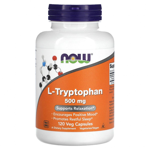 NOW Foods, L-триптофан, 500 мг, 120 растительных капсул #1