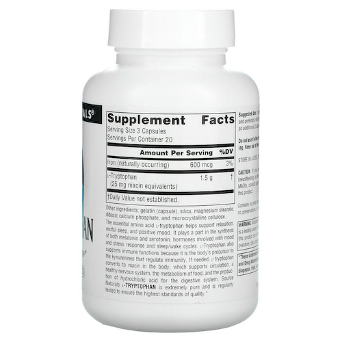 Source Naturals, L-триптофан, 500 мг, 60 капсул #1